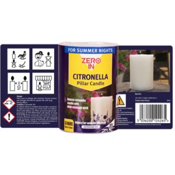 2x Natural Citronella Outdoor Pillar Candles Wind Resistant 38H - White - thumbnail 2