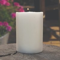 2x Natural Citronella Outdoor Pillar Candles Wind Resistant 38H - White - thumbnail 1