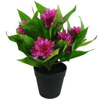 Artificial Flowering Floral Freesia House Pot Plants Ready to Display - 18cm Freesia Dark Pink