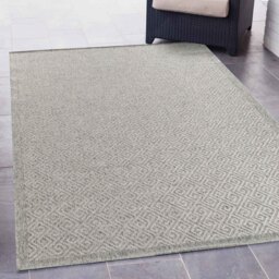 Modern Harper Greek Key Design Outdoor-Indoor Waterproof Rugs - Silver / 120x170 cm Rectangle - thumbnail 2