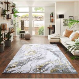 Emperor Picasso Modern Waterflow Abstract Area Rugs - Gold / 120x170 cm Rectangle - thumbnail 2