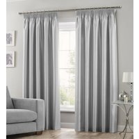 Luxury Faux Silk Plain Curtain Pair - Silver / 46in / 54in - image 1