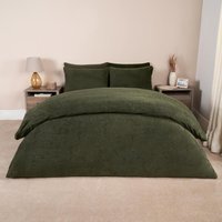 Teddy Fleece Duvet Cover Set - Woodland Green / King