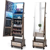 Mobile Jewelry Cabinet Jewelry Armoire - Coffee
