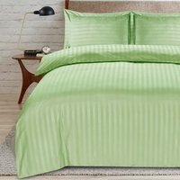 satin-stripe double sage duvet - Sage