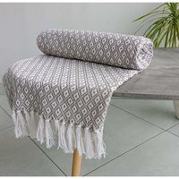 Eden Recycled Cotton Geometric Throw - Natural / 254cm / 228x254 cm