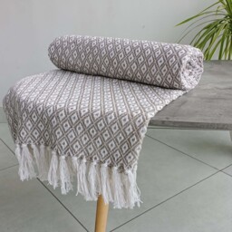 Eden Recycled Cotton Geometric Throw - Natural / 254cm / 228x254 cm - thumbnail 2