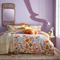 Amelie Trending Floral Duvet Set - Orange/Lilac / Double