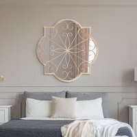 Rose Petal shaped Metal Window Cream Wall Mirror - Cream