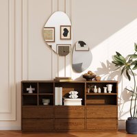 HOMCOM Pebble-Shaped Decorative Mirror, Set of 2 Wall Mirror - Gold Tone