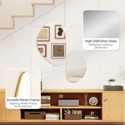 HOMCOM Pebble-Shaped Decorative Mirror, Set of 2 Wall Mirror - Gold Tone - thumbnail 5