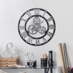 Industrial Large Luxury Silent Wall Clock for Home Decor - Silver - thumbnail 4
