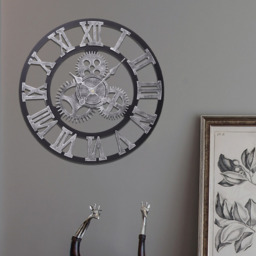 Industrial Large Luxury Silent Wall Clock for Home Decor - Silver - thumbnail 2