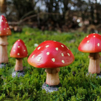 4 Piece Red Mushroom Decoration - Red,White,Brown - thumbnail 1