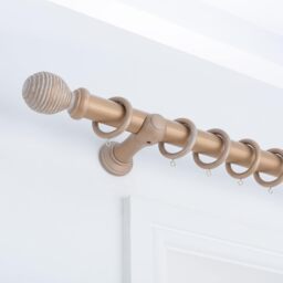 A.Unique Home Ribbed Wooden Curtain Pole with Rings and Fittings (35mm) - Light Bronze / 180cm - thumbnail 5