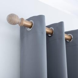 A.Unique Home Ribbed Wooden Curtain Pole with Rings and Fittings (35mm) - Light Bronze / 180cm - thumbnail 4