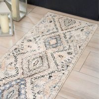 Distressed Aztec Living Area Rug - Multicolour / 800 x 60cm