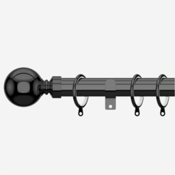 Black Nickel 28mm Ball Fixed Length Metal Curtain Pole - Black Nickel / 115cm - thumbnail 4