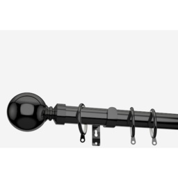 Black Nickel 28mm Ball Fixed Length Metal Curtain Pole - Black Nickel / 115cm - thumbnail 5