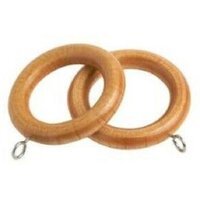 Wooden Curtain Pole Ring Hooks with Eyes - Light Ash / 100