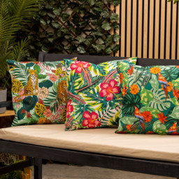Icon Tropical Palm Prints Outdoor Cushion - Fifth Collection (Set of 4) - White - thumbnail 2