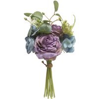 Artificial Mixed Rose Bouquet  - Purple/Blue