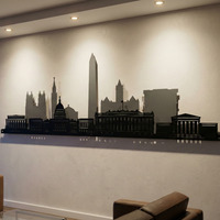 Washington Skyline Metal Wall Art 2D - Grey/Black - thumbnail 1