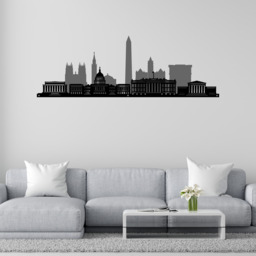 Washington Skyline Metal Wall Art 2D - Grey/Black - thumbnail 2