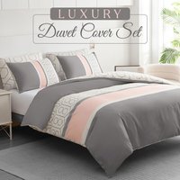 Pamposh Premium Microfiber Warm Duvet Cover Set - Grey & White / Duvet Cover Set (1 x Duvet Cover + 1 x Pillowcase) / Single