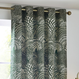 Set of 2 Nola Abstract Cotton Eyelet Curtains - Olive / 168cm / 229cm - thumbnail 4