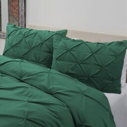 Pintuck Bedding Duvet Cover Set with Matching Pillowcases - Emirates Green / King - thumbnail 5
