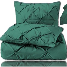 Pintuck Bedding Duvet Cover Set with Matching Pillowcases - Emirates Green / King - thumbnail 4