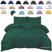Pintuck Bedding Duvet Cover Set with Matching Pillowcases - Emirates Green / King - thumbnail 1