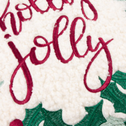 Holly Wreath Embroidered Cushion - Multi / Polyester - thumbnail 5