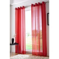 Eyelet Voile Curtain Panels - Red / 137cm
