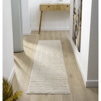 Isabella Living Room Area Rugs - Embossed Cobble Design Rug - Cream / 220cm - thumbnail 1