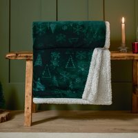 Festive Time Sherpa Fleece Throw - Green - image 1