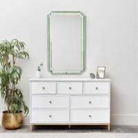 Rectangle Green Glass Art Deco Wall Mirror 60cm x 100cm - Green