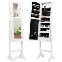 2-in-1 Floor Standing Jewellery Armoire Jewellery Cabinet - White