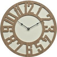 Vitus 40cm Dia Carved Wood Wall Clock - Brown