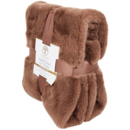 Rabbit Faux Fur Throw - Mocha / Medium - thumbnail 2
