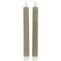 Luxe Collection Sage Ribbed LED Taper Candles, Elegant, Safe - Natural