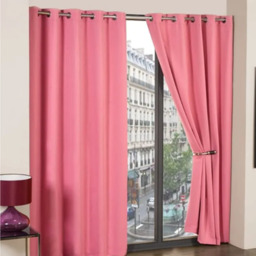 Woven Thermal Blackout Eyelet Curtains - Pink / 228cm - thumbnail 3