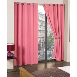 Woven Thermal Blackout Eyelet Curtains - Pink / 228cm - thumbnail 2
