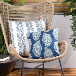 Paisley Fronds Outdoor Cushion Cover - Navy - thumbnail 3