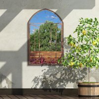 MirrorOutlet Kirkby Metal Arch shaped Window Effect Garden Mirror - Bronze