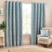 Set of 2 Sophia Jacquard Floral Eyelet Curtains - Blue / 117cm / 137cm - image 1