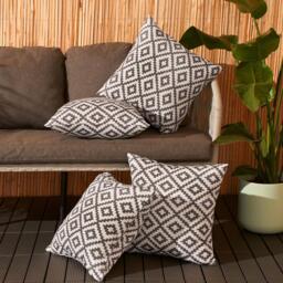 Pack Of Geometric Outdoor Cushion Covers - Geo Grey / 4 - thumbnail 5