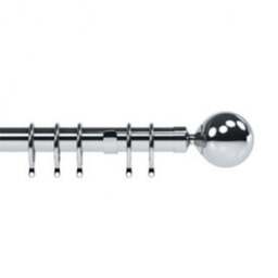 28mm Nikola Chrome Ball End Metal Curtain Pole Set - Chrome / 200cm - thumbnail 2
