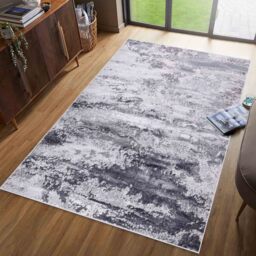 Emperor Onyx Modern Grunge Sprayed Abstract Area Rugs - Silver / 160x230 cm Rectangle - thumbnail 4